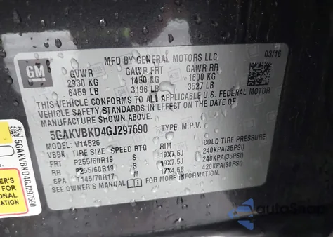 2016 Buick Enclave Leather from USA, damaged, VIN 5GAKVBKD4GJ297690